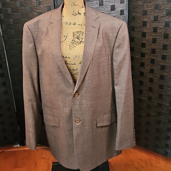 Men's Classic Brown Tweed Wool/Cashmere Blazer Size 46L - Picture 1 of 10